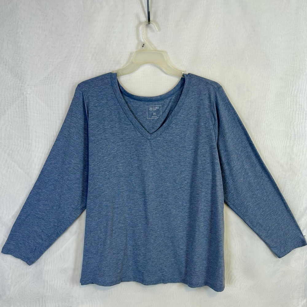 QVC Candace Cameron Bure Lightweight Long Sleeve V Neck Tee / 3XL